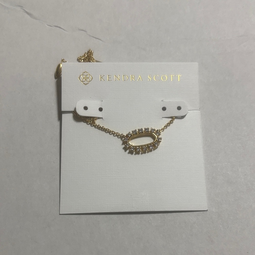 Kendra Scott Gold Necklace with Clear Stones
